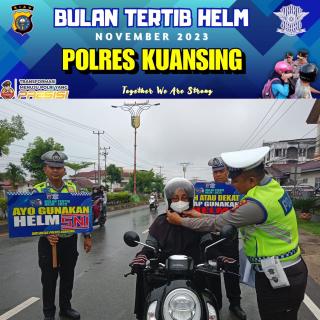 Sat Lantas Polres Kuansing Gelar Sosialisasi Bulan Tertib Helm 2023 Kepada Masyarakat dan Penggendar